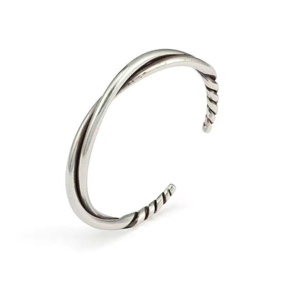 Silver 925 Sterling Twist Cuff Bracelet For Men Or Women 688